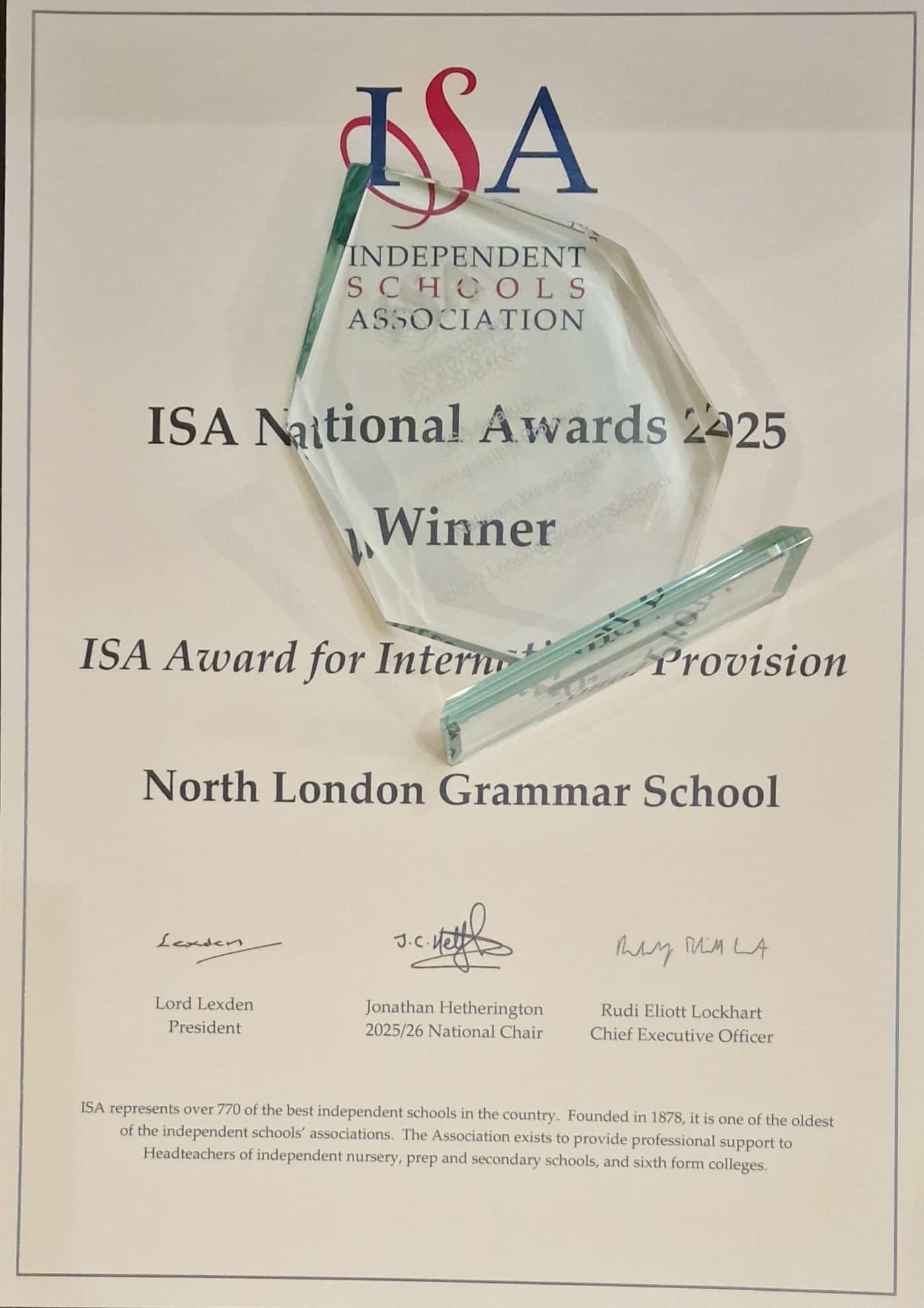Read more about the article Study in UK: Celebrating Partnership Excellence: North London Grammar School Wins ISA Award 2025